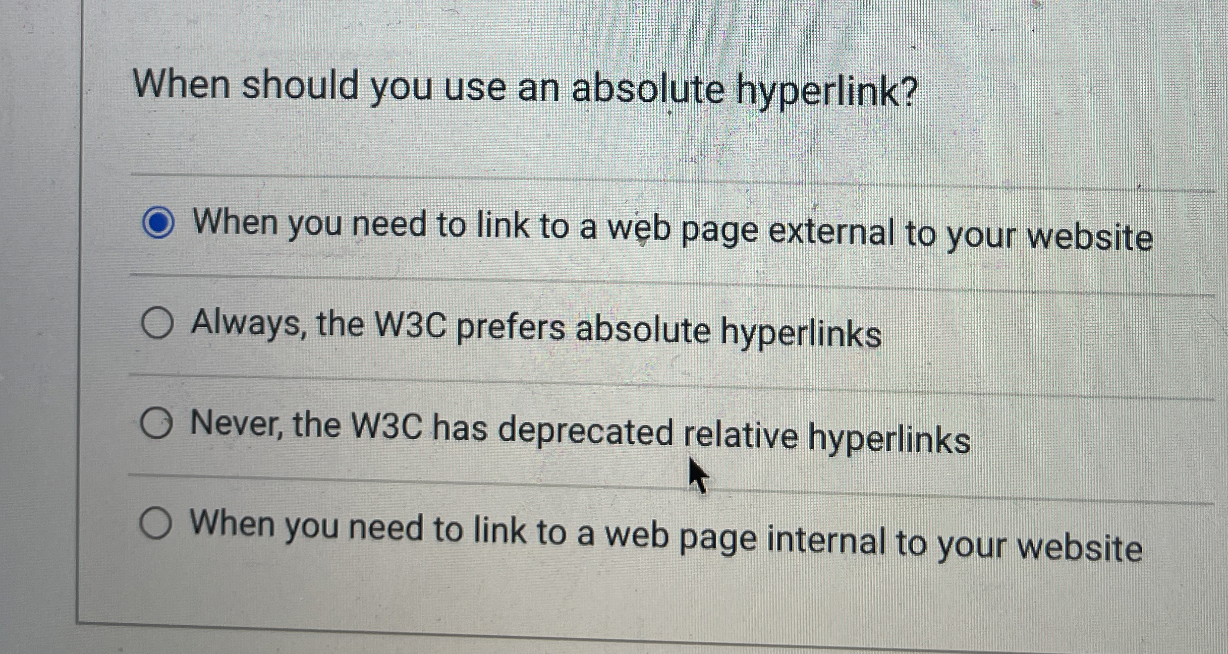 When should you use an absolute hyperlink? When