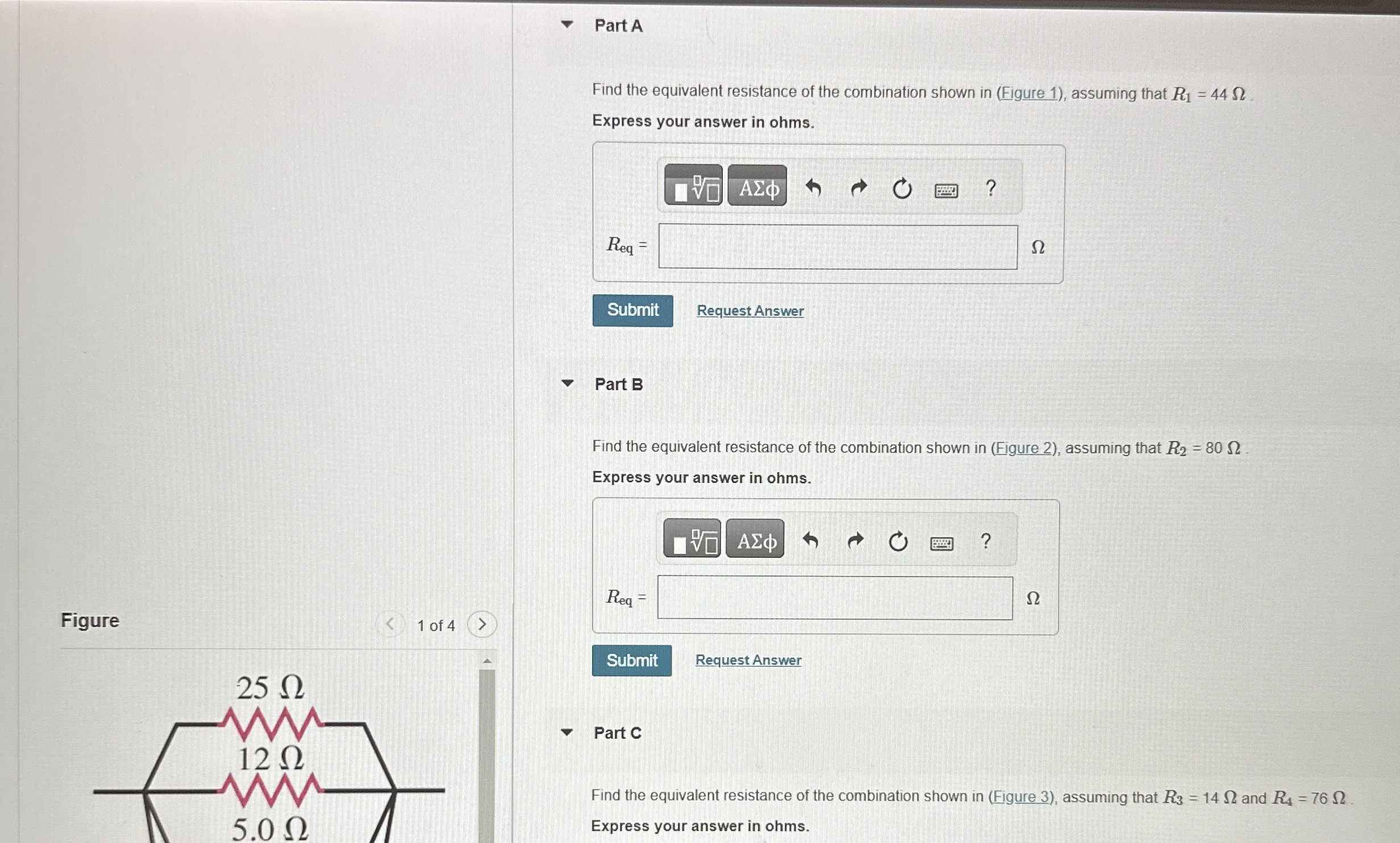 Part A Find the equivalent resistance of the