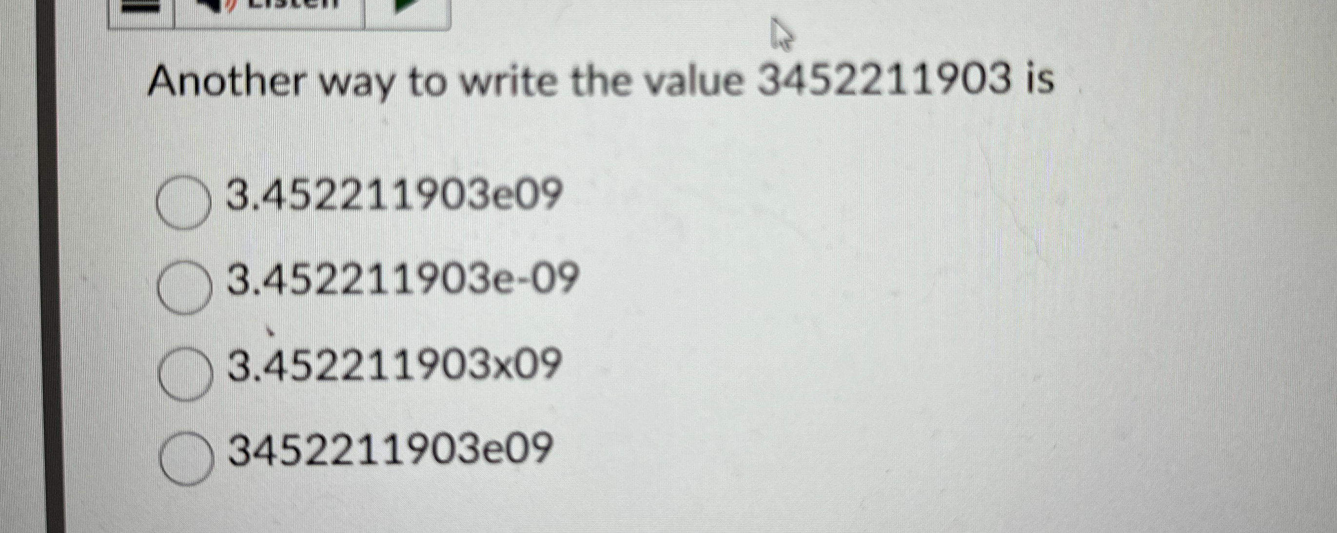Another way to write the value 3 4 5 2 2 1 1 9 0