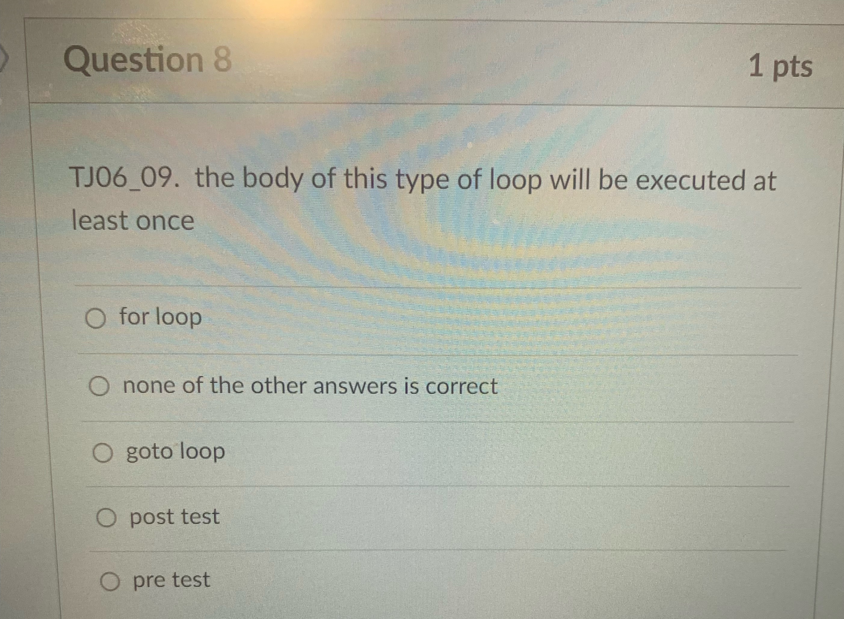 Question 8 1 p t s TJ 0 6 _ 0 9 . the body of
