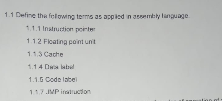 1 . 1 Define the following terms as applied in