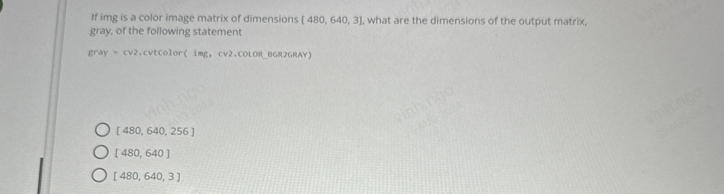 If img is a color image matrix of dimensions [ 4