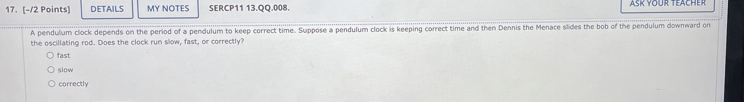 [ - / 2 Points ] SERCP 1 1 1 3 . QQ . 0 0 8 . ASK