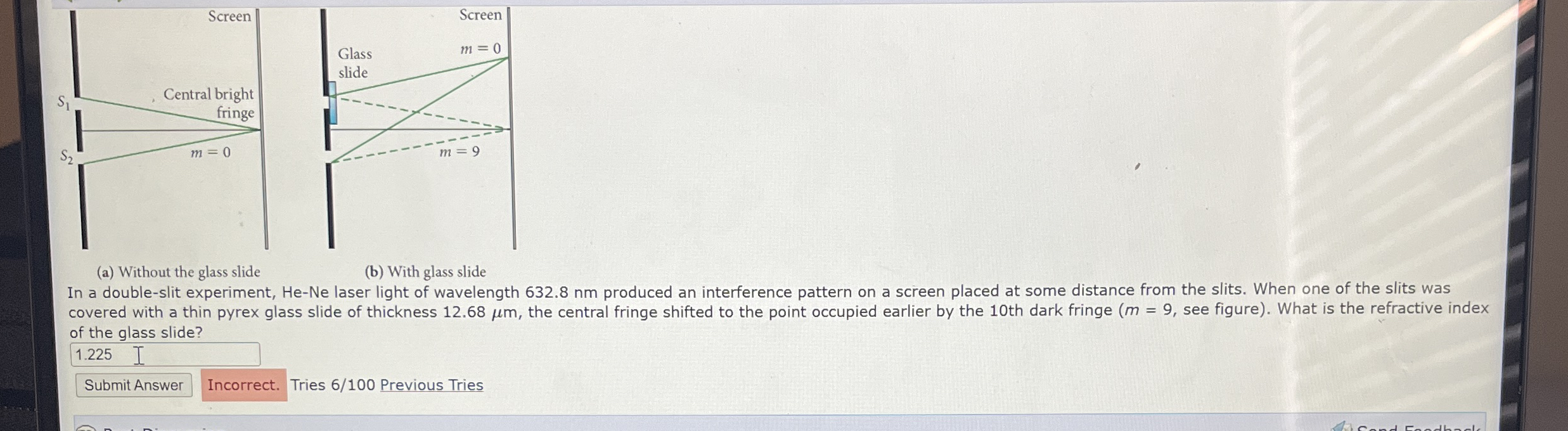 ( a ) Without the glass slide ( b ) With glass