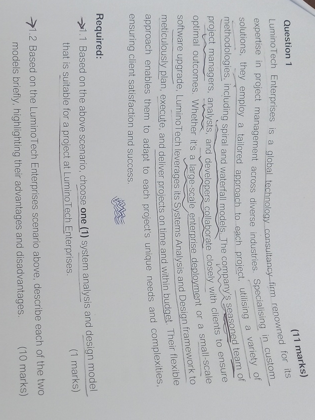 Question 1 ( 1 1 marks ) LuminoTech Enterprises
