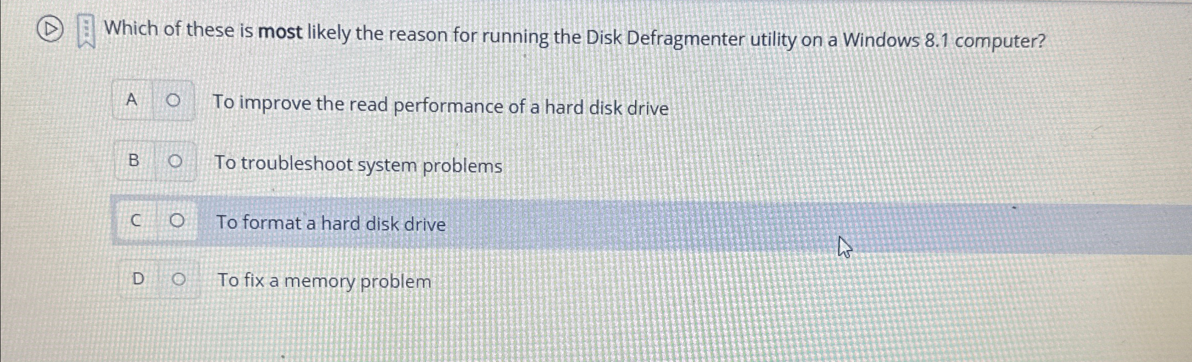 Which of these is most likely the reason for
