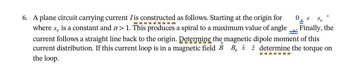 A plane circuit carrying current I is constructed