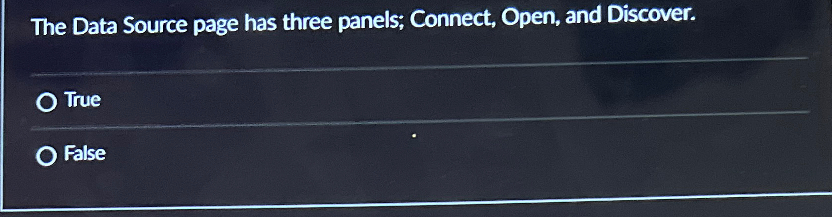 The Data Source page has three panels; Connect,
