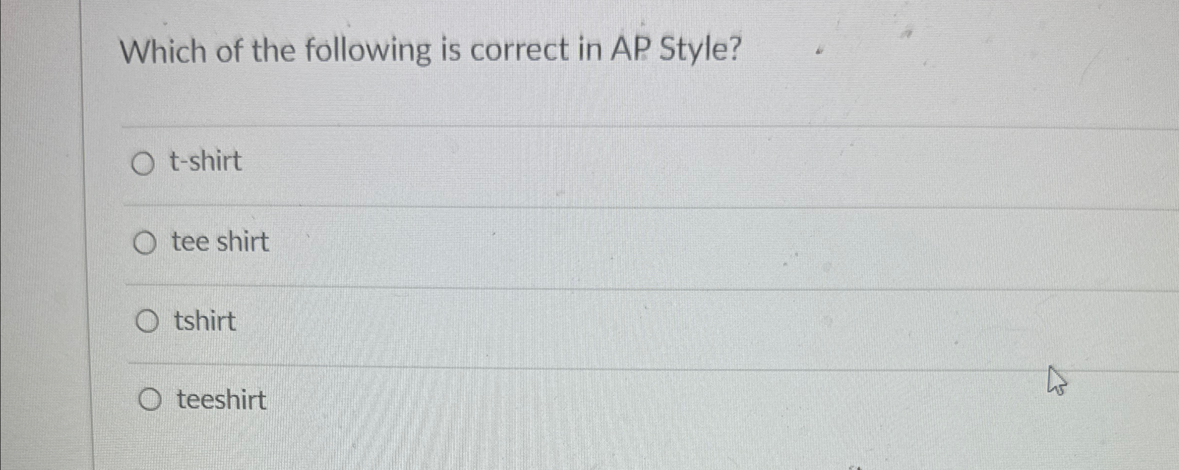 Which of the following is correct in AP Style? t