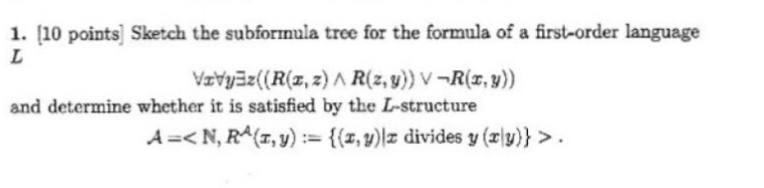 [ 1 0 points ] Sketch the subformula tree for the