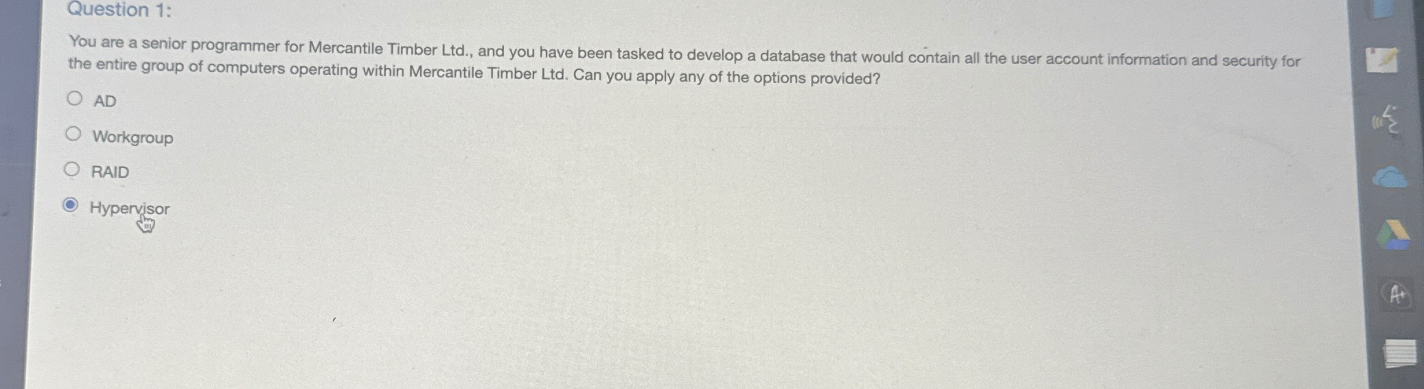 Question 1 : You are a senior programmer for