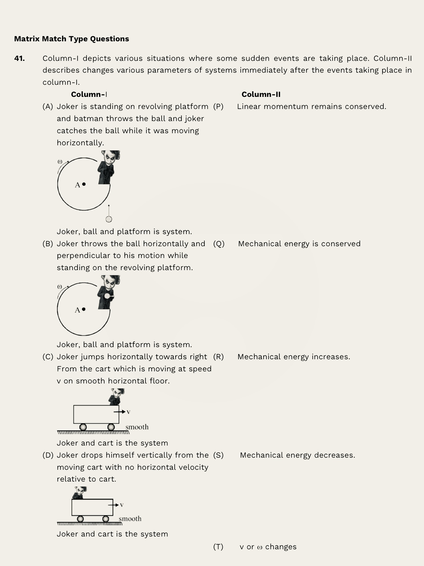 Matrix Match Type Questions 4 1 . Column - I