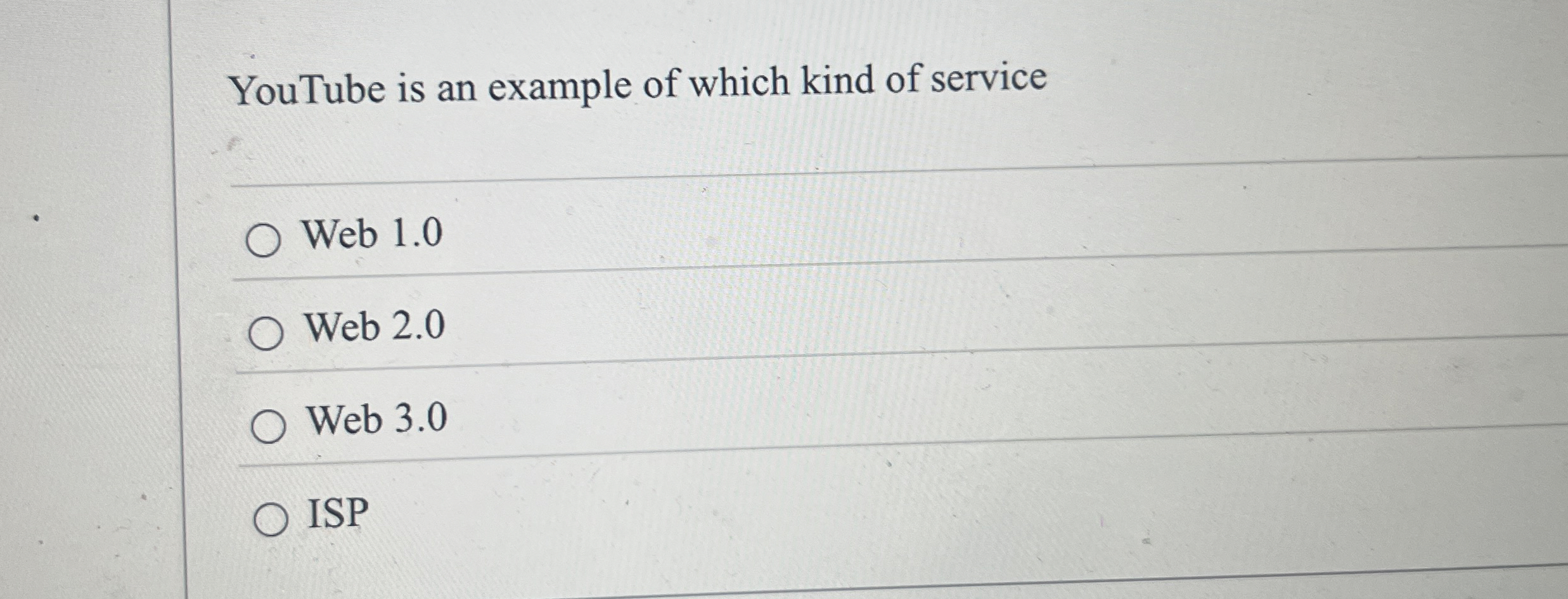 YouTube is an example of which kind of service