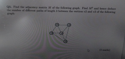 Q 5 . Flod the adjacency matrix M of the