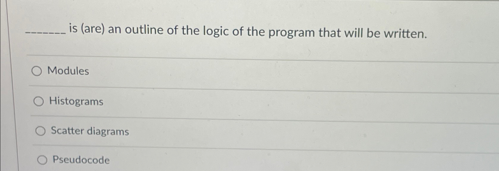 is ( are ) an outline of the logic of the program