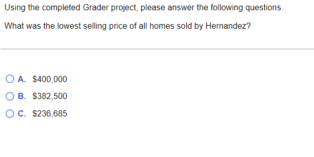 2 0 . Using the completed Grader project, please