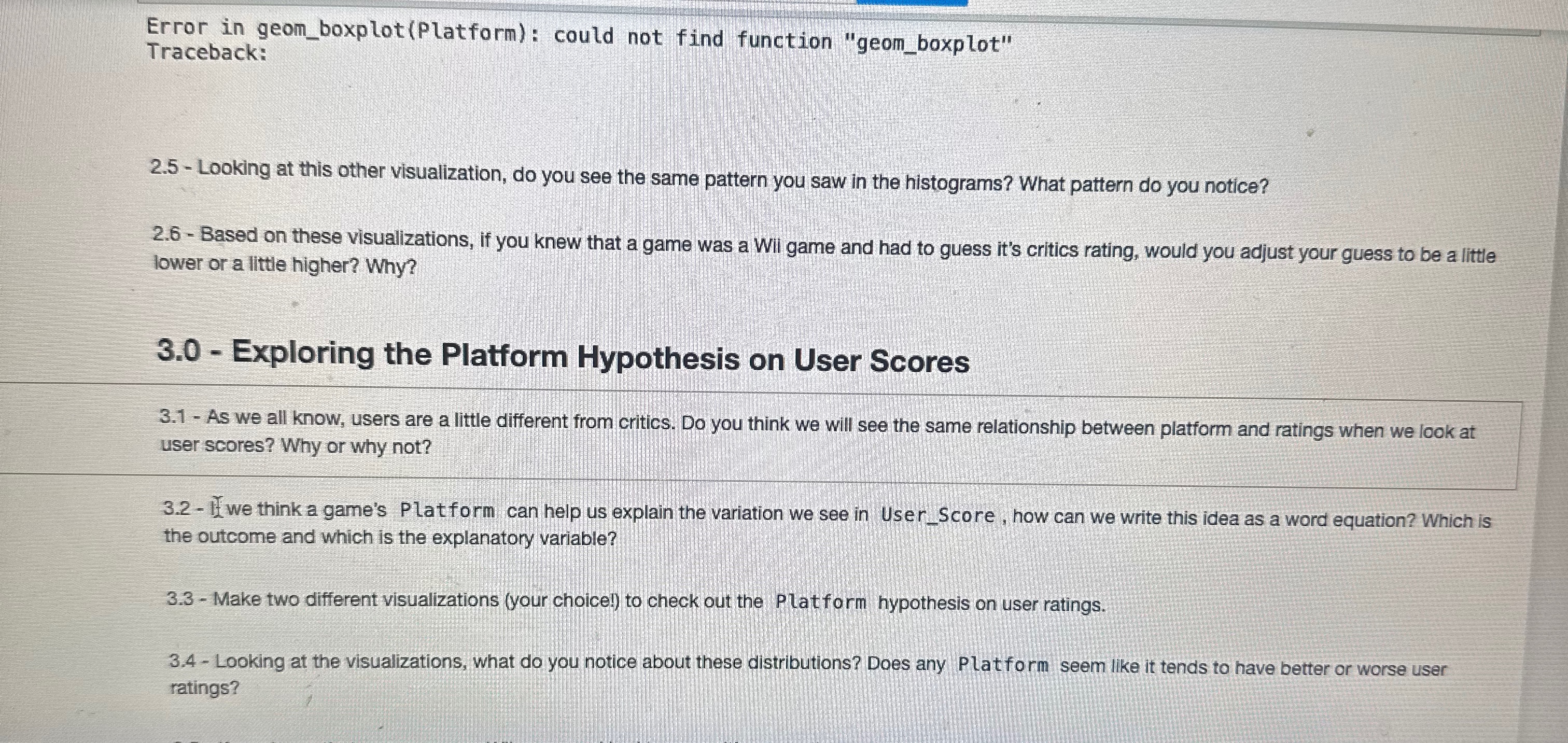 Error in geom _ boxplot ( Platform ) : could not