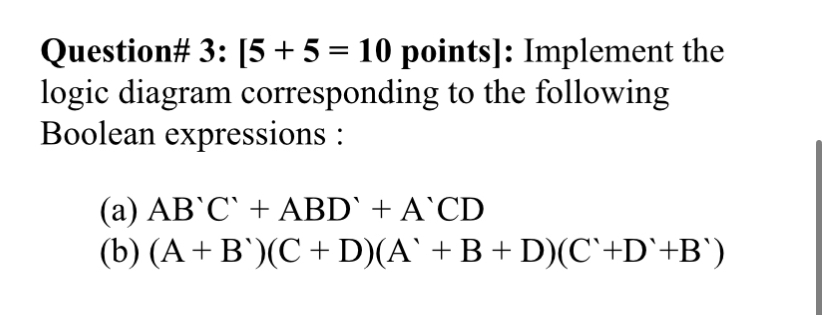 Implement the logic diagram corresponding to the