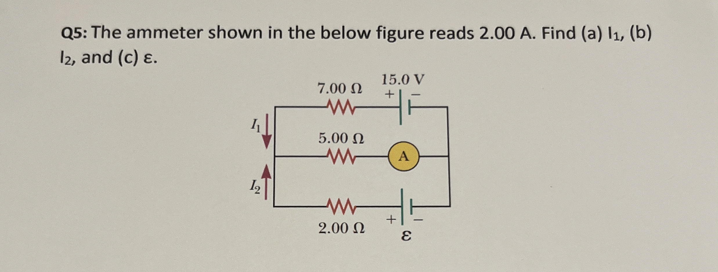 Q 5 : The ammeter shown in the below figure reads