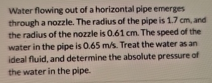 Water flowing out of a horizontal pipe emerges