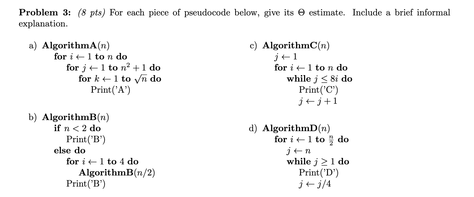 Problem 3 : ( 8 p t s ) For each piece of
