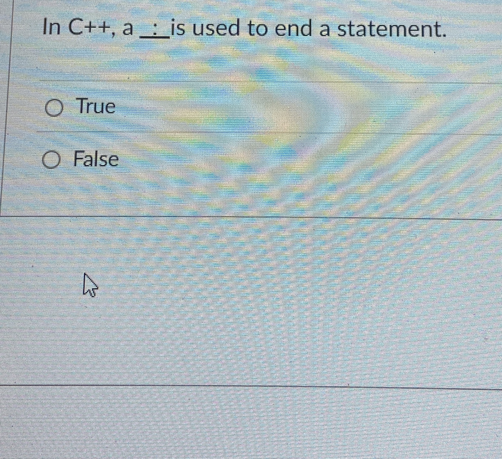 l n C + + , a q , is used to end a statement.