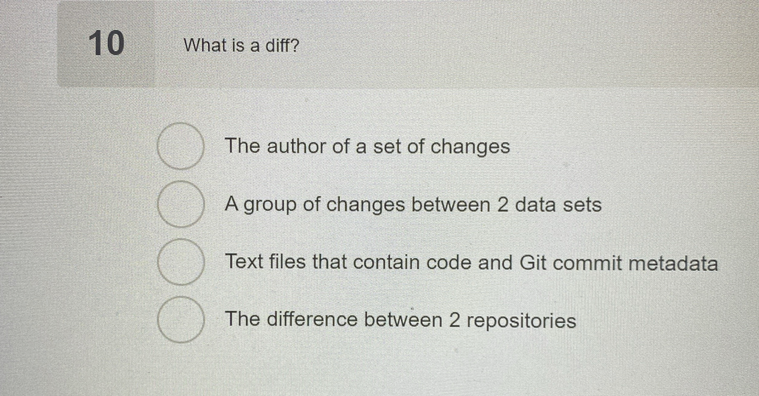 1 0 What is a diff? The author of a set of