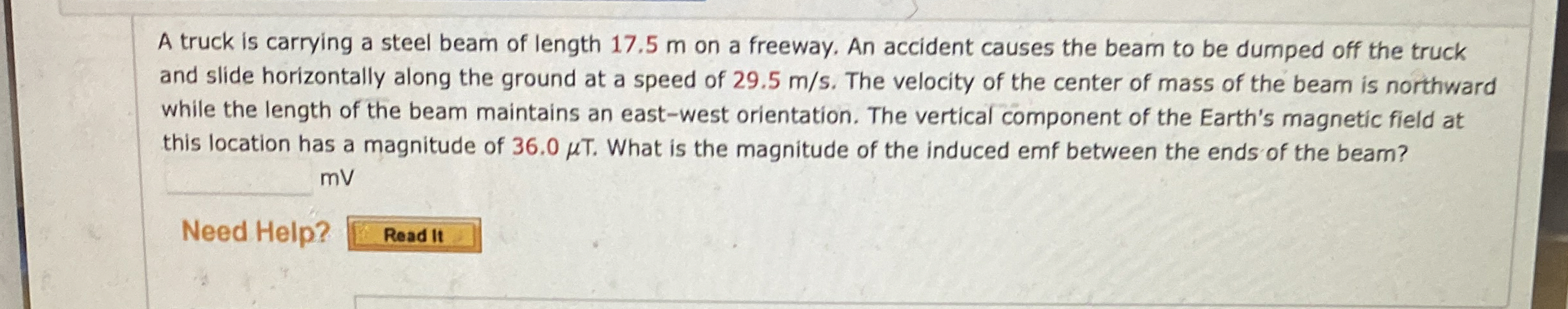 A truck is carrying a steel beam of length 1 7 .