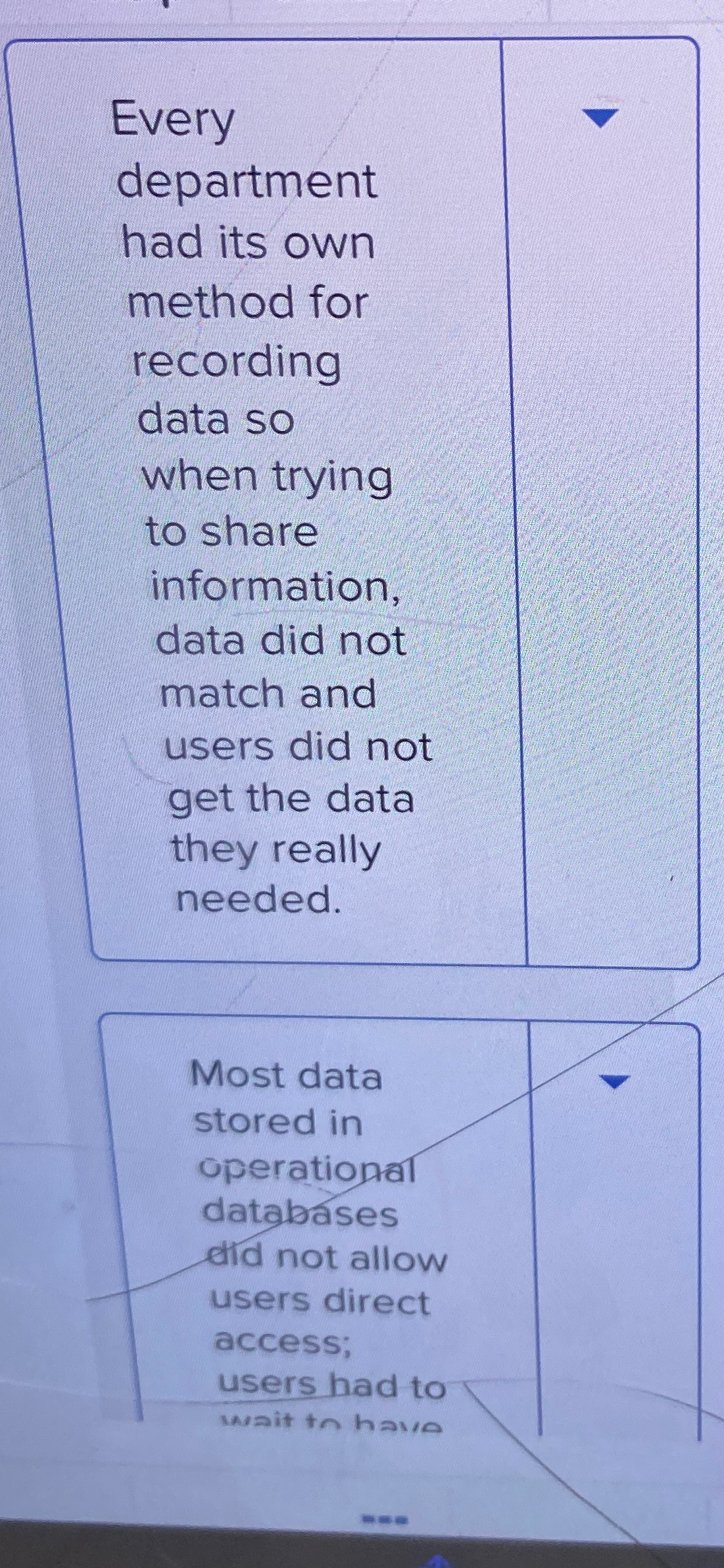 Every department had its own method for recording