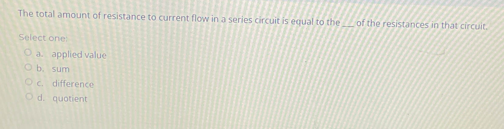 The total amount of resistance to current flow in