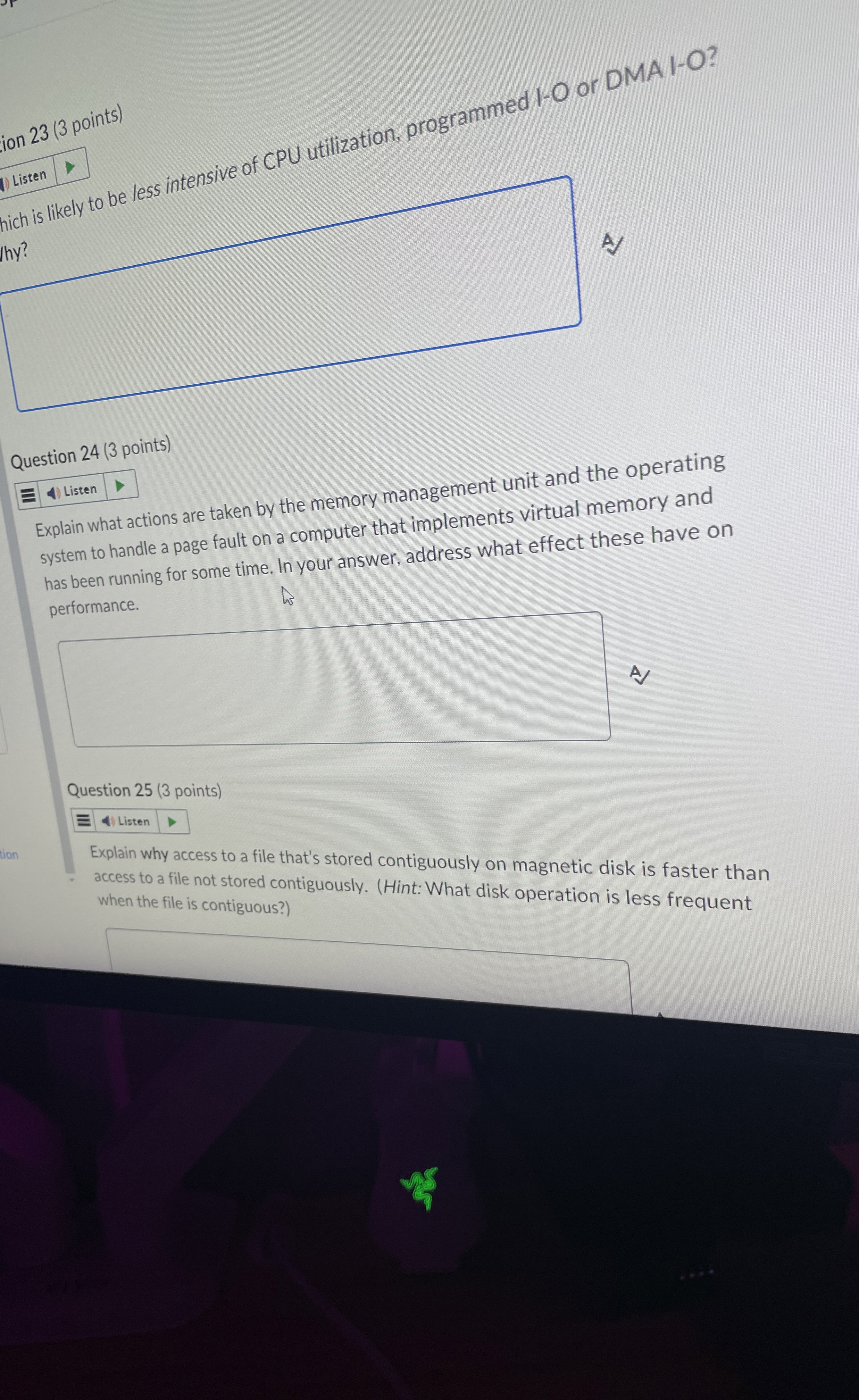 ion 2 3 ( 3 points ) Listen Question 2 4 ( 3