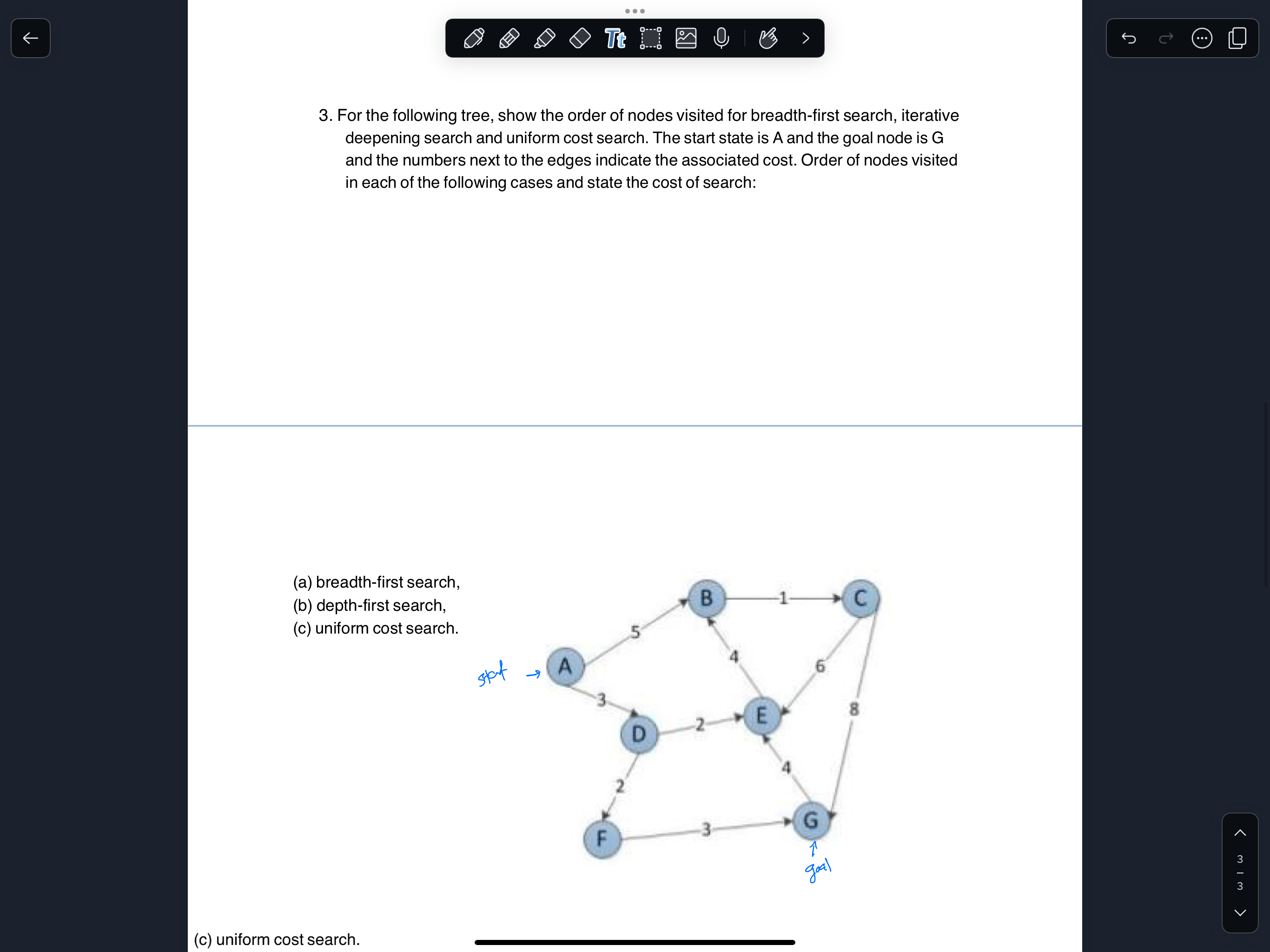 For the following tree, show the order of nodes