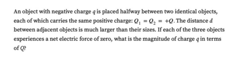 An object with negative charge q is placed
