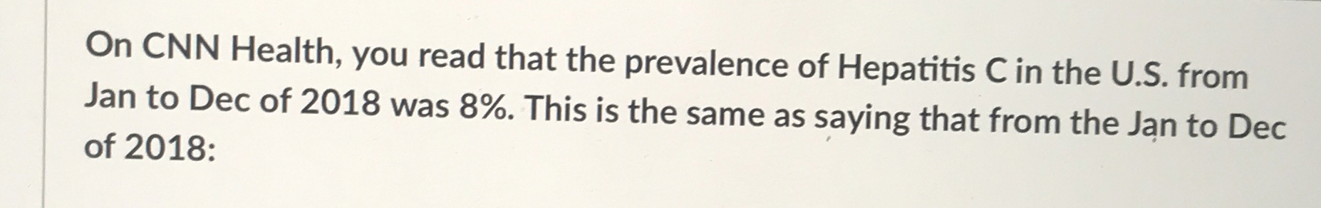 On CNN Health, you read that the prevalence of
