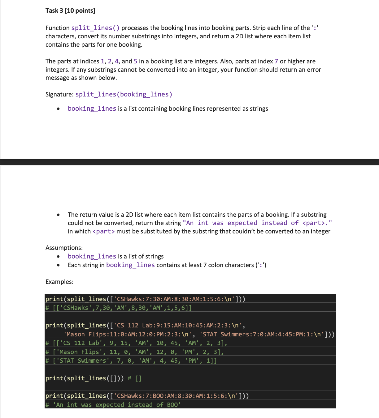 Task 3 [ 1 0 points ] Function split _ lines ( )