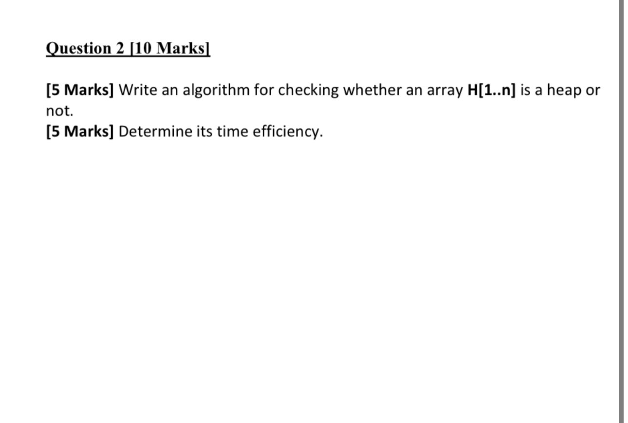 Question Marks ] [ 5 Marks ] Write an algorithm