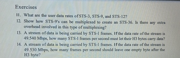 Exercises II . What are the user data rates of