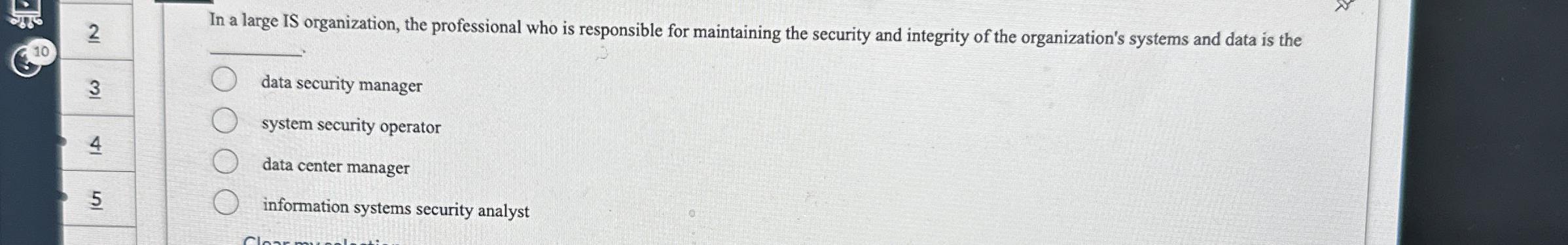 2 ? In a large IS organization, the professional
