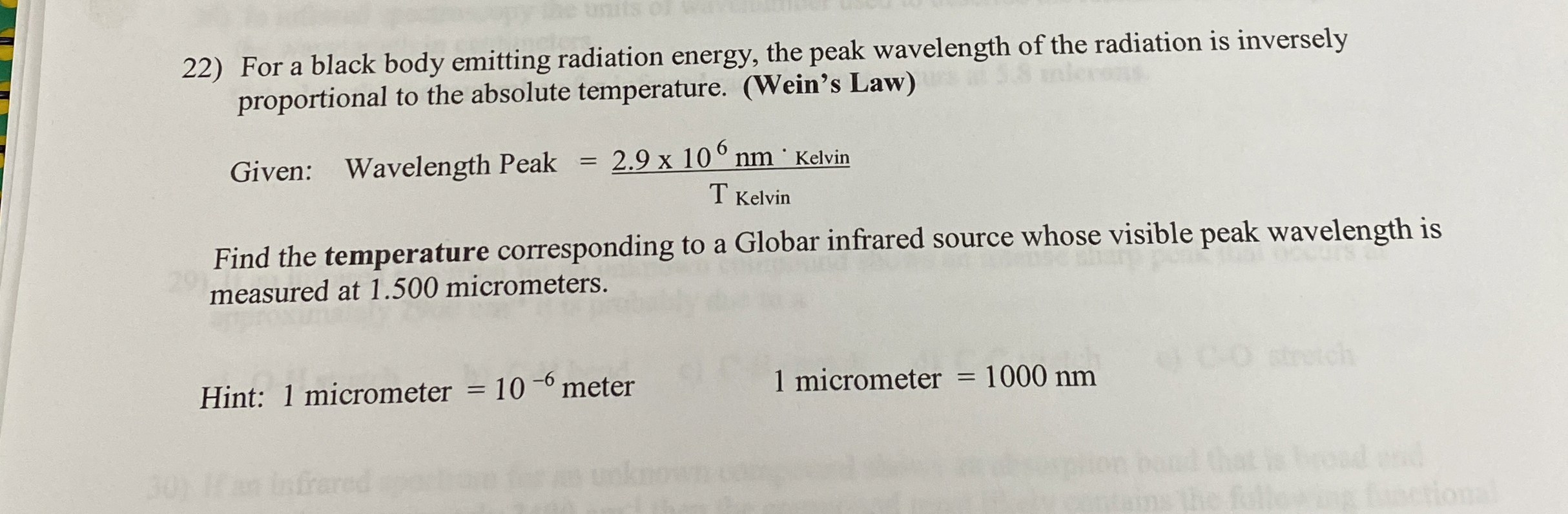 For a black body emitting radiation energy, the