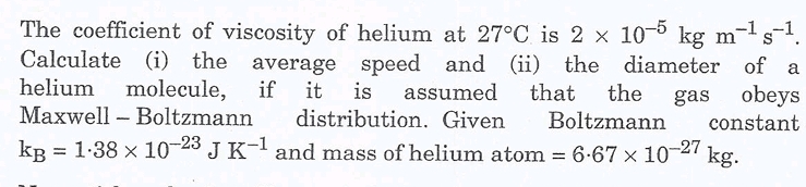 The coefficient of viscosity of helium at 2 7 C