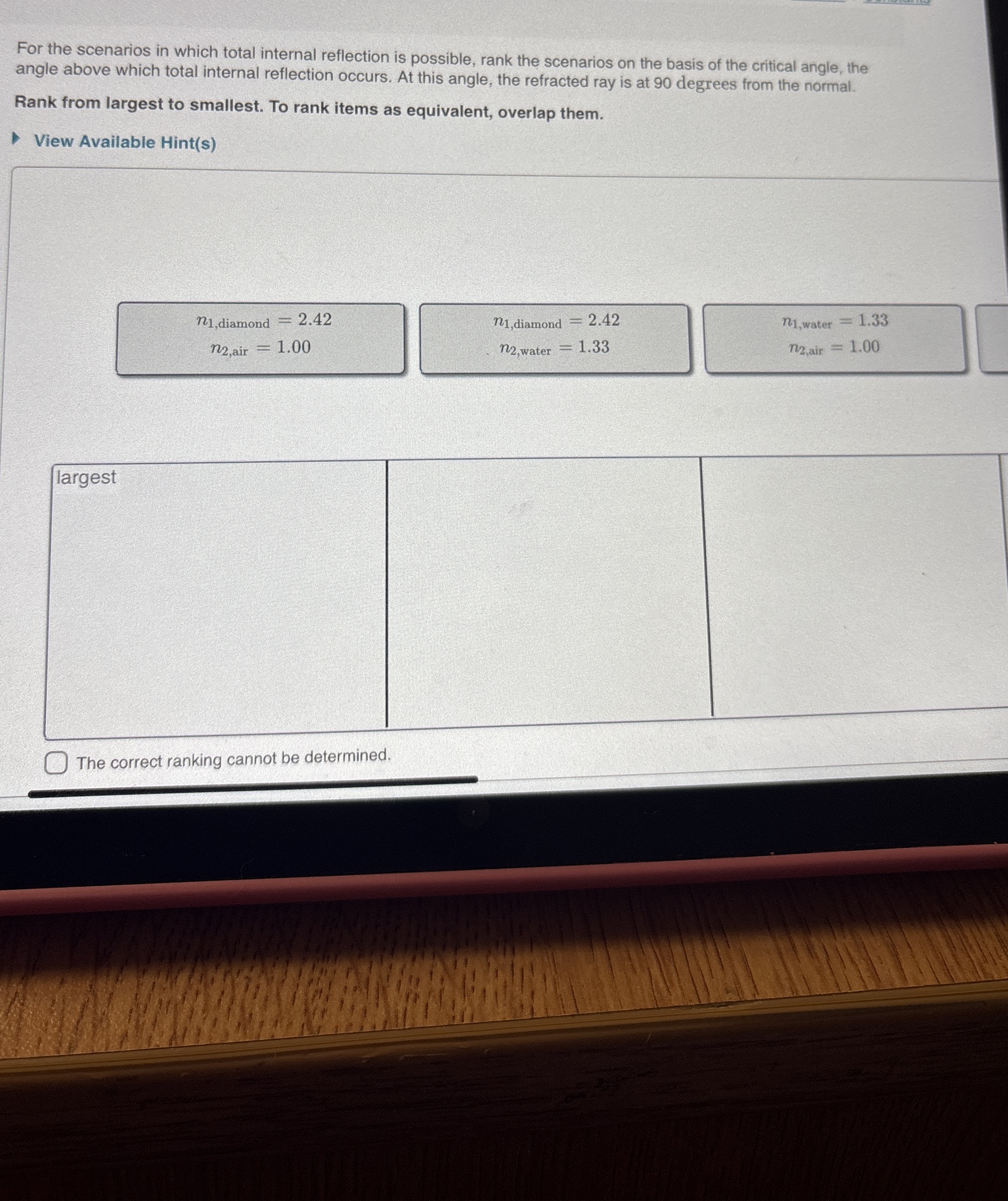 For the scenarios in which total internal