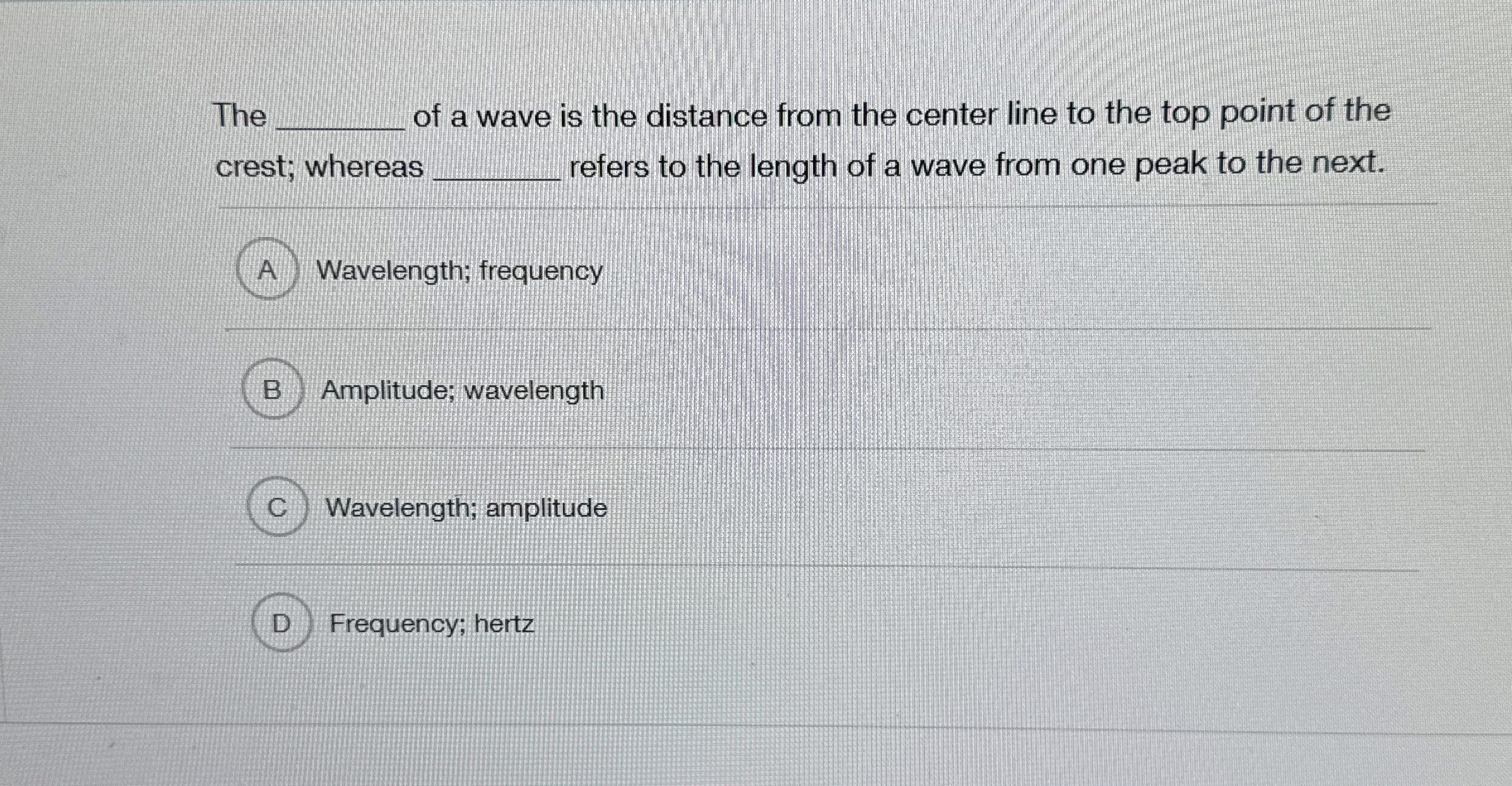 The q , of a wave is the distance from the center