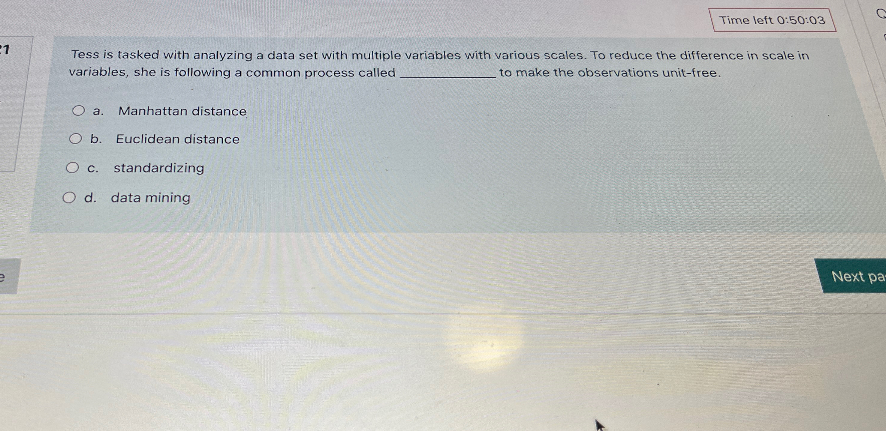 Time left 0 : 5 0 : 0 3 Tess is tasked with