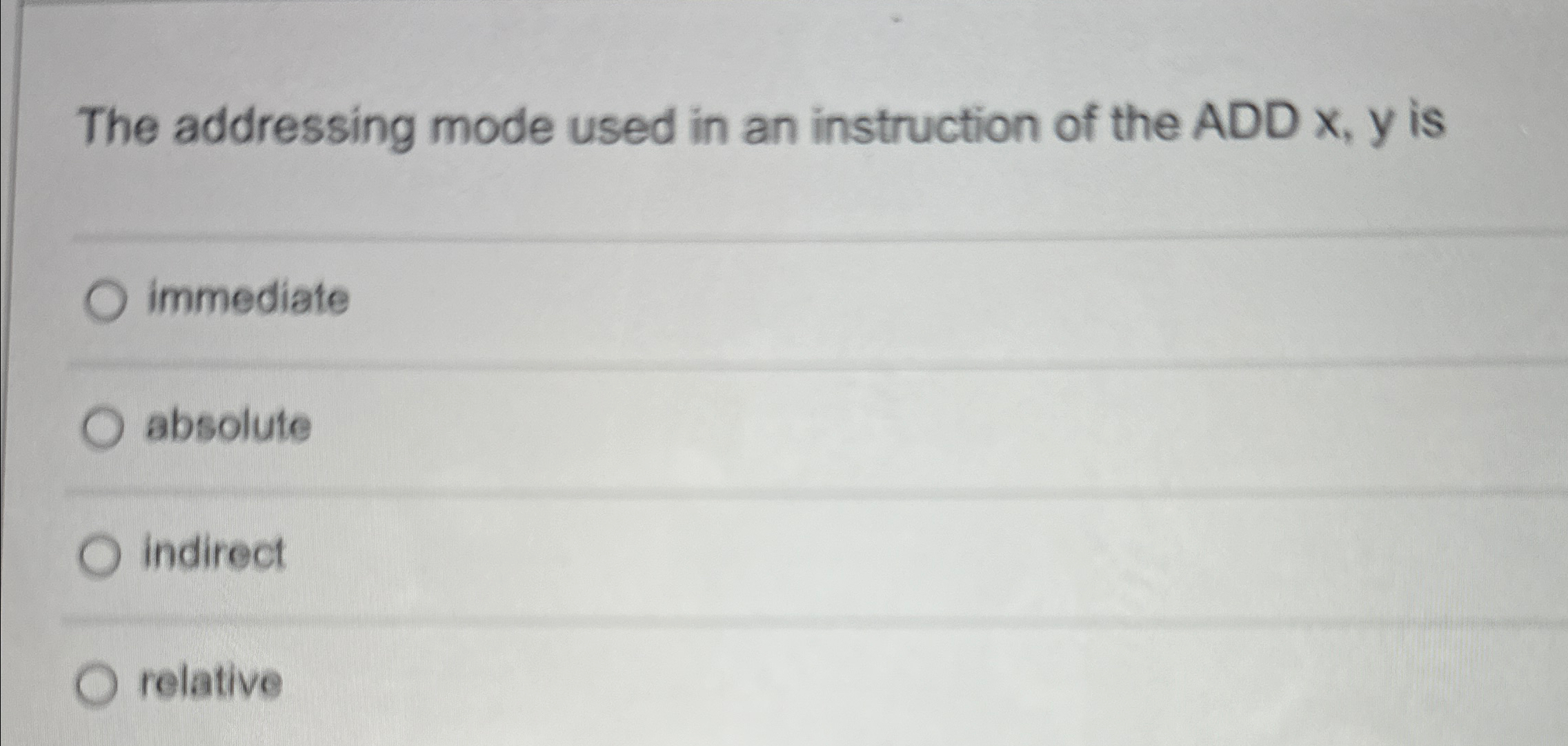 The addressing mode used in an instruction of the