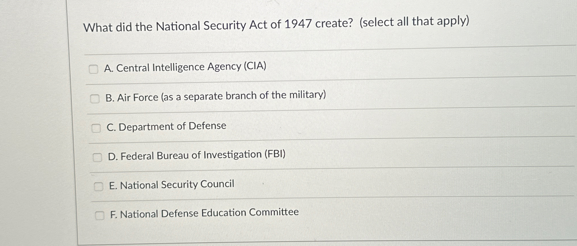 What did the National Security Act of 1 9 4 7