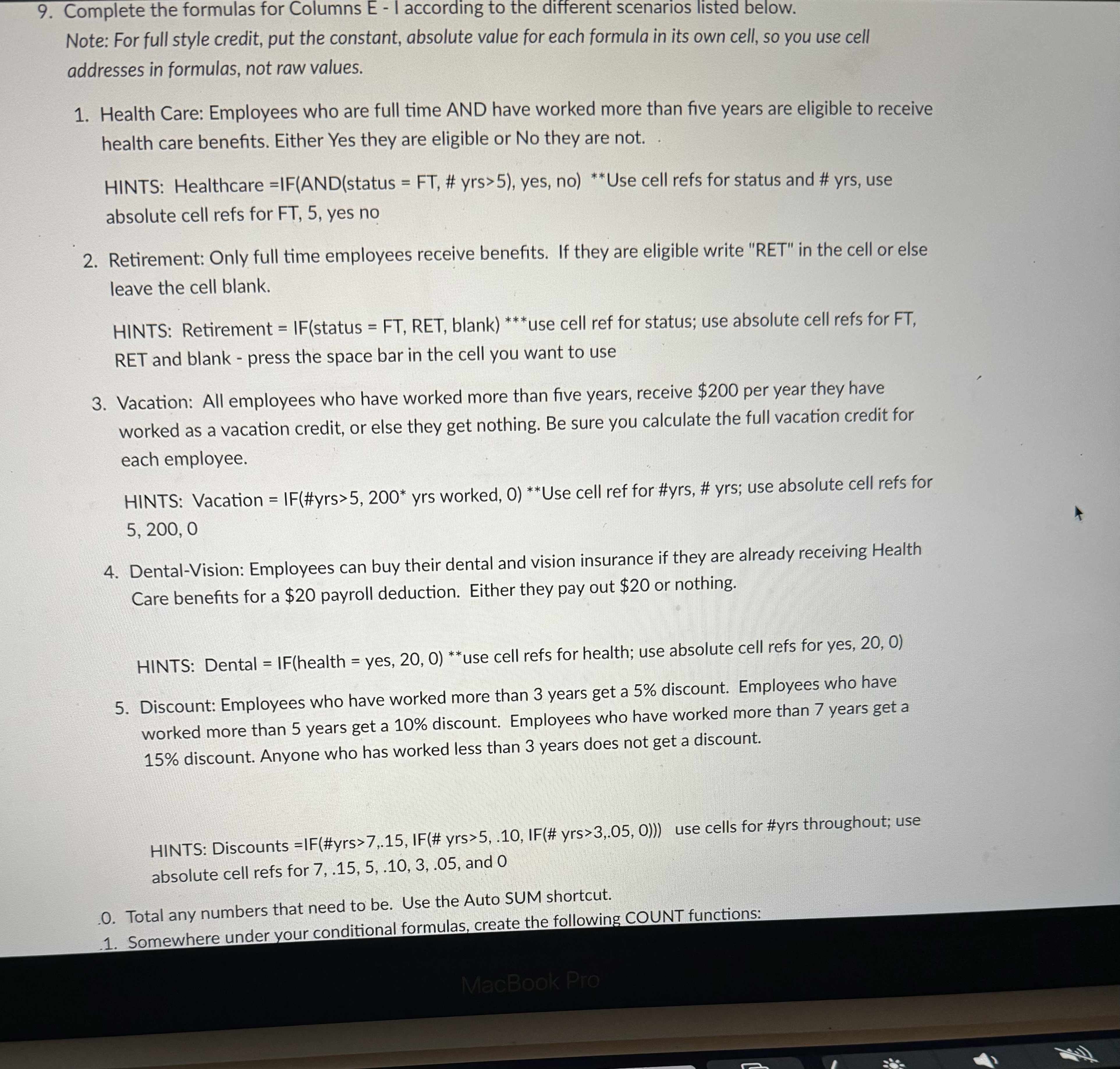 generate forumlas i can use for each excel