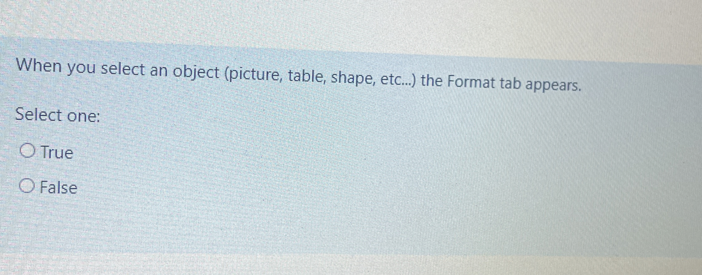 When you select an object ( picture , table,