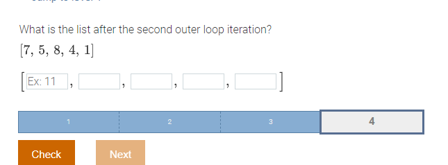 What is the list after the second outer loop