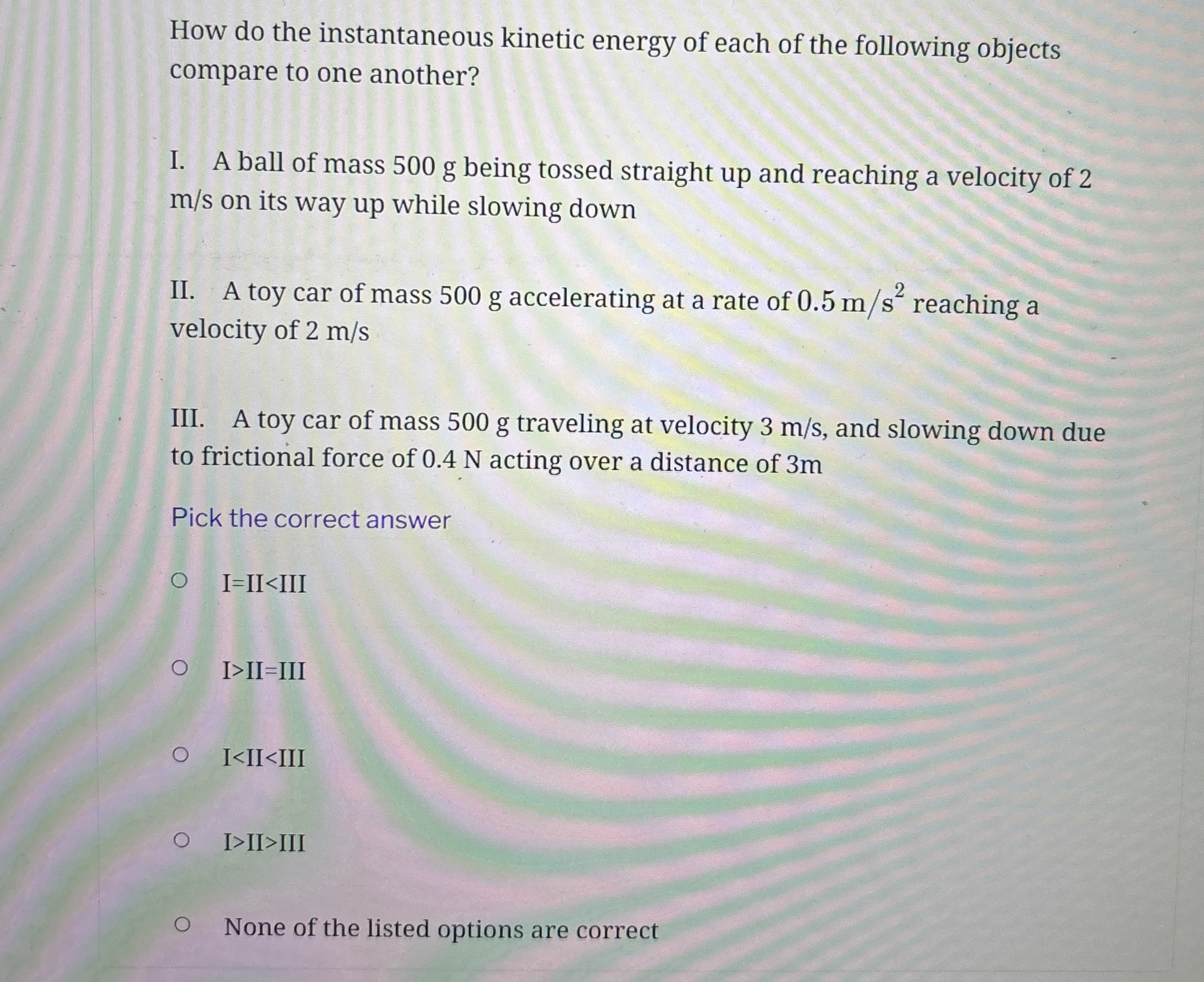 How do the instantaneous kinetic energy of each