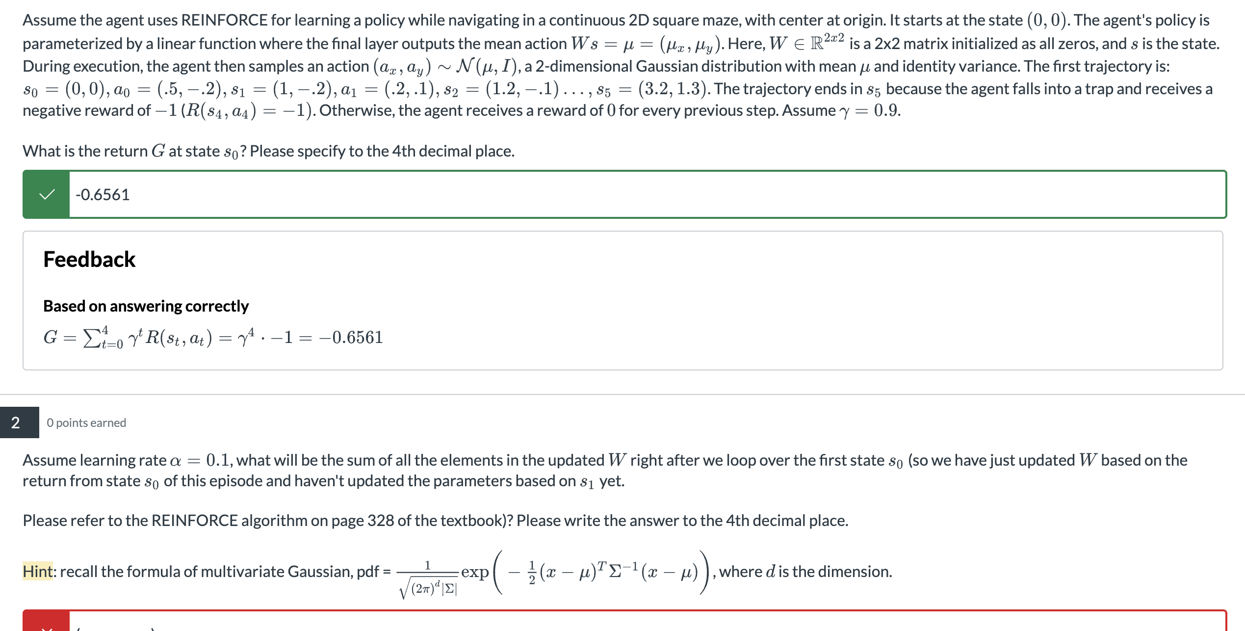 Answer Part 2 Plz: REINFORCE: Monte - Carlo